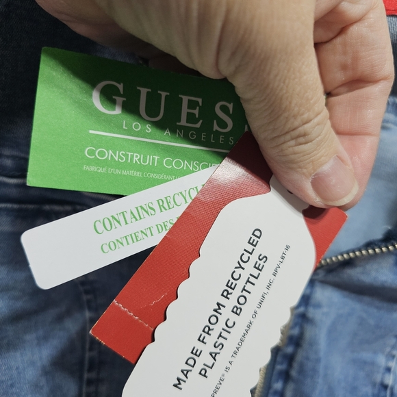 NWT GUESS Womens Blue Stretch Denim Romper Zip Front Belted Short Sleeve Size XS - Picture 7 of 11